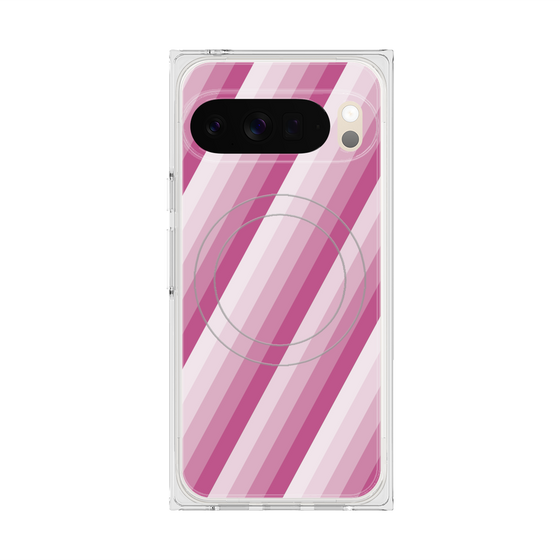 Premium Square Case with Pixelsnap［ Middle Stripe - Pink ］