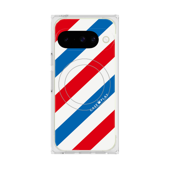 Premium Square Case with Pixelsnap［ Big Stripe - Red × Blue ］