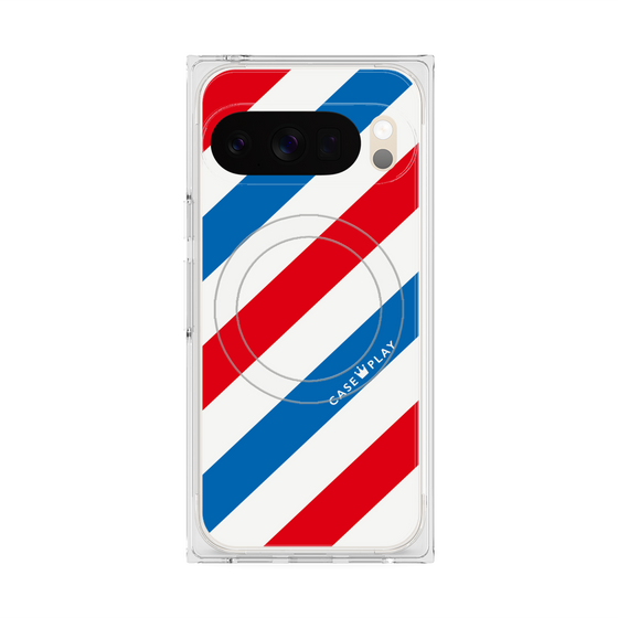 Premium Square Case with Pixelsnap［ Big Stripe - Red × Blue ］
