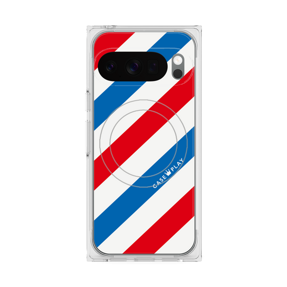 Premium Square Case with Pixelsnap［ Big Stripe - Red × Blue ］