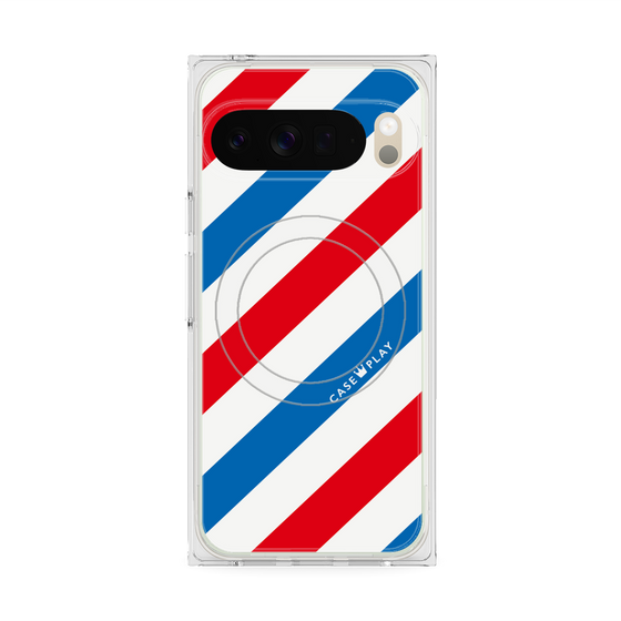 Premium Square Case with Pixelsnap［ Big Stripe - Red × Blue ］