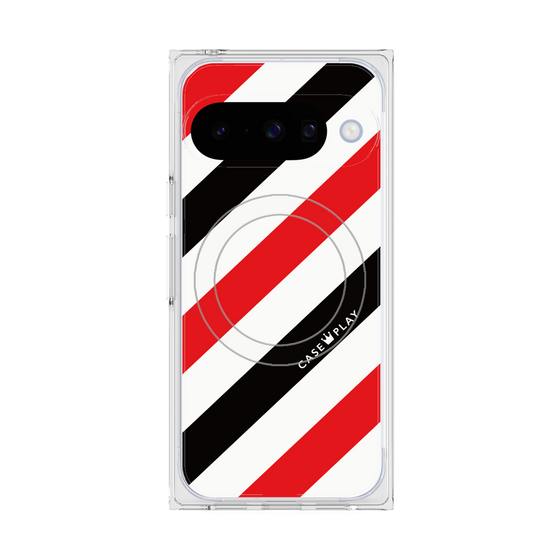 Premium Square Case with Pixelsnap［ Big Stripe - Red × Black ］