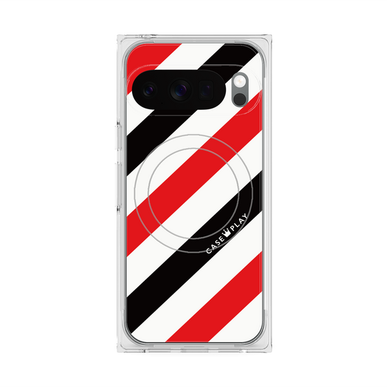 Premium Square Case with Pixelsnap［ Big Stripe - Red × Black ］