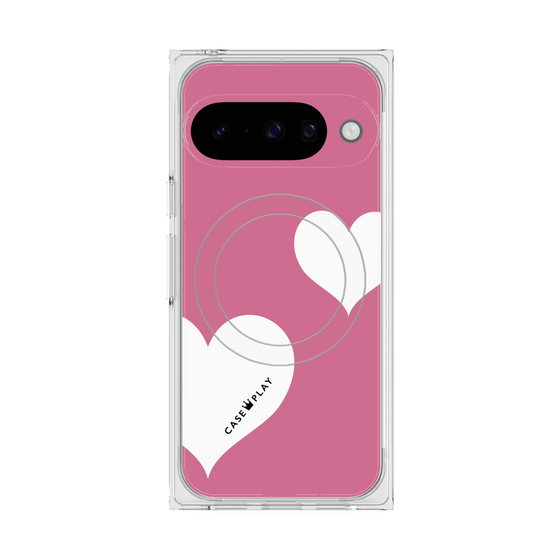 Premium Square Case with Pixelsnap［ Two Hearts - Pink ］