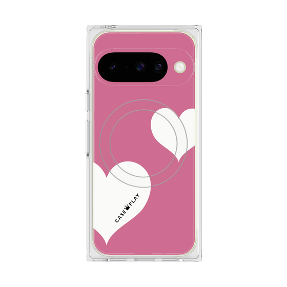 Premium Square Case with Pixelsnap［ Two Hearts - Pink ］