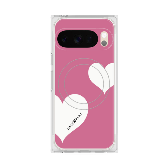 Premium Square Case with Pixelsnap［ Two Hearts - Pink ］