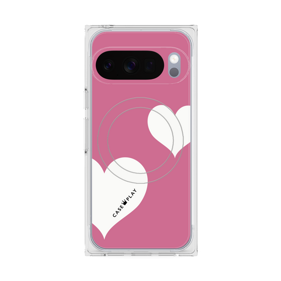Premium Square Case with Pixelsnap［ Two Hearts - Pink ］