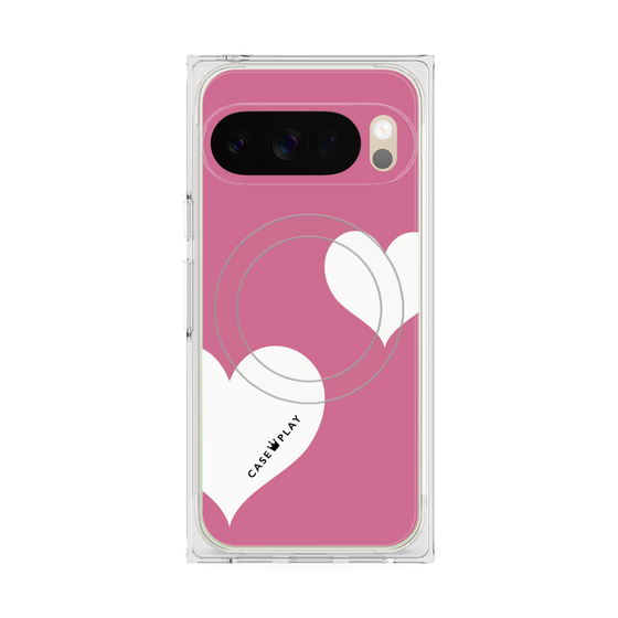 Premium Square Case with Pixelsnap［ Two Hearts - Pink ］