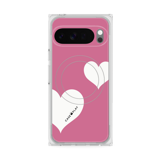 Premium Square Case with Pixelsnap［ Two Hearts - Pink ］