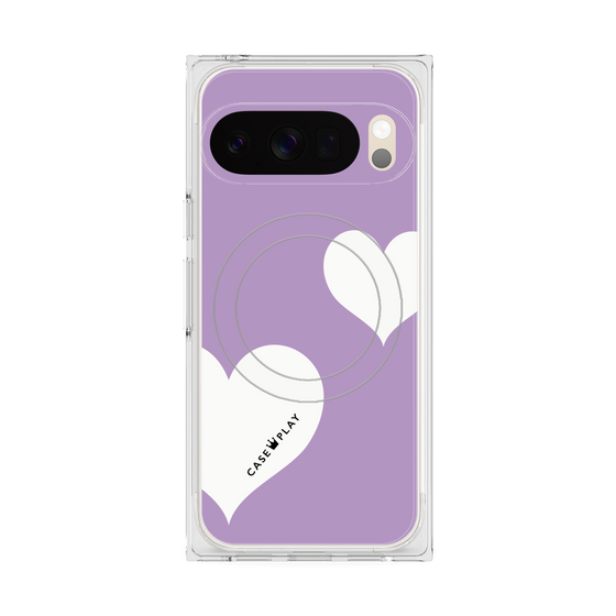 Premium Square Case with Pixelsnap［ Two Hearts - Purple ］