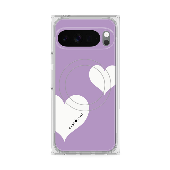 Premium Square Case with Pixelsnap［ Two Hearts - Purple ］