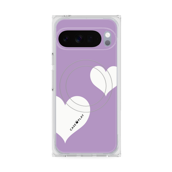 Premium Square Case with Pixelsnap［ Two Hearts - Purple ］