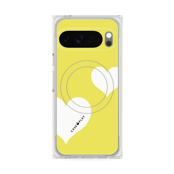 Premium Square Case with Pixelsnap［ Two Hearts - Yellow ］