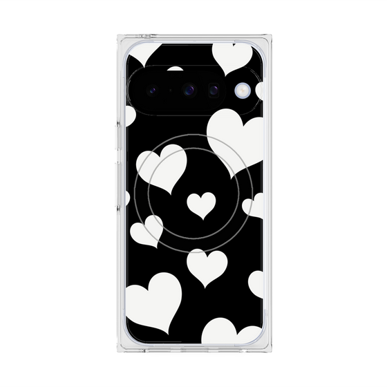 Premium Square Case with Pixelsnap［ Dot Hearts - Black ］