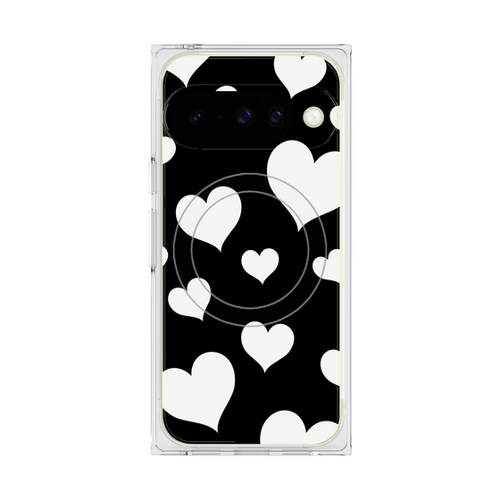 Premium Square Case with Pixelsnap［ Dot Hearts - Black ］