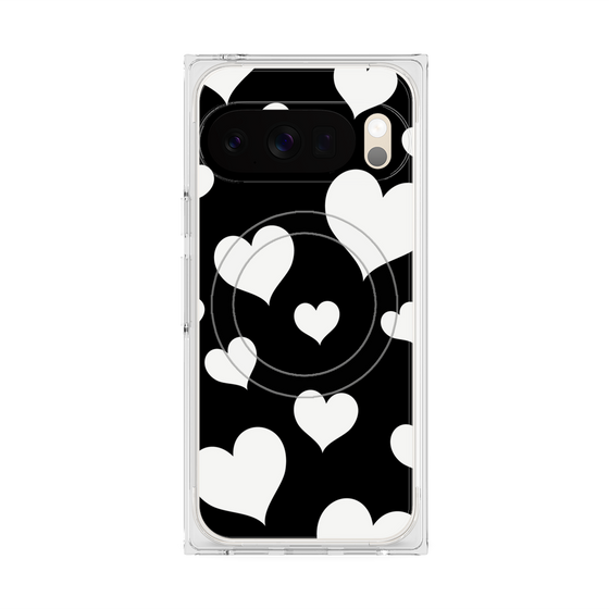 Premium Square Case with Pixelsnap［ Dot Hearts - Black ］