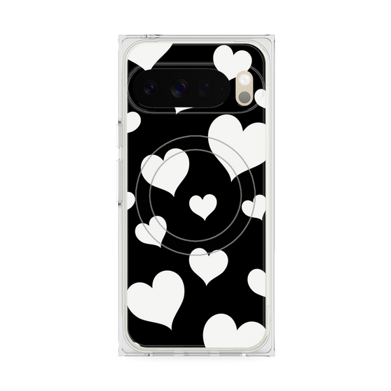 Premium Square Case with Pixelsnap［ Dot Hearts - Black ］