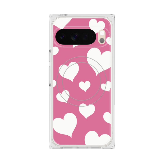 Premium Square Case with Pixelsnap［ Dot Hearts - Pink ］