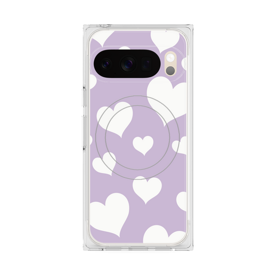 Premium Square Case with Pixelsnap［ Dot Hearts - Purple ］