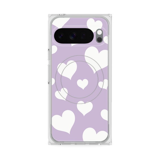 Premium Square Case with Pixelsnap［ Dot Hearts - Purple ］