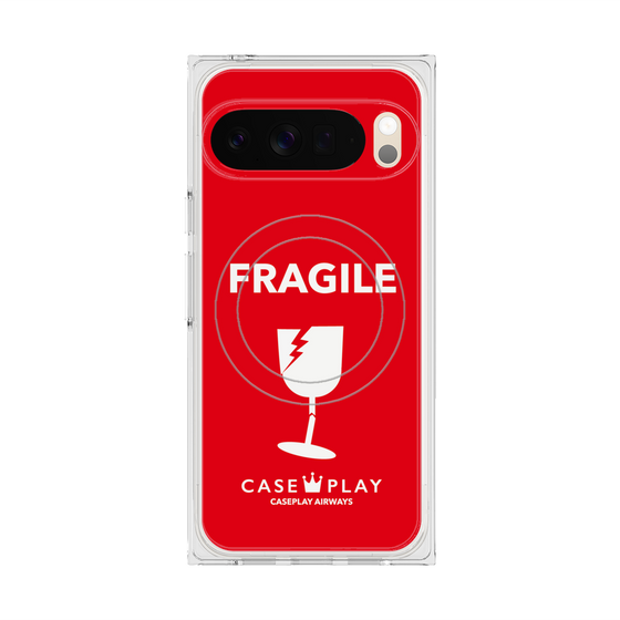 Premium Square Case with Pixelsnap［ FRAGILE - Red ］