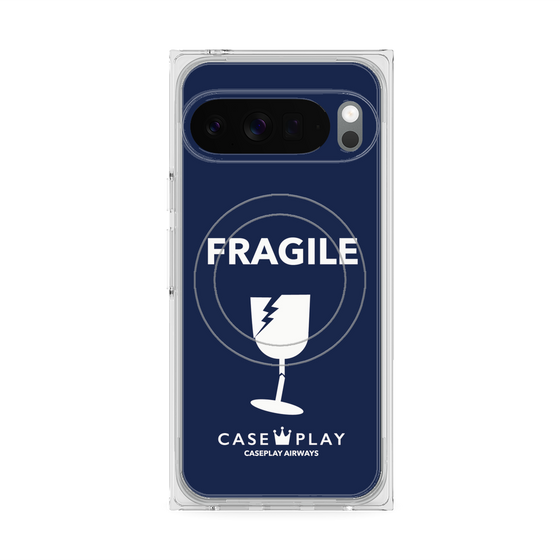 Premium Square Case with Pixelsnap［ FRAGILE - Navy ］