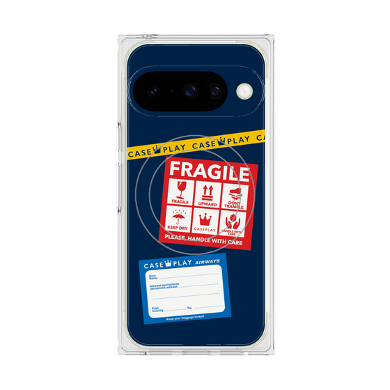Premium Square Case with Pixelsnap［ FRAGILE Stickers - Navy ］