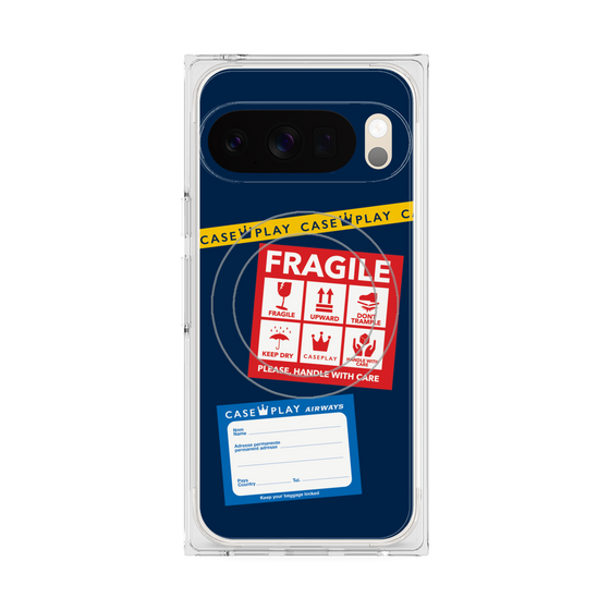 Premium Square Case with Pixelsnap［ FRAGILE Stickers - Navy ］