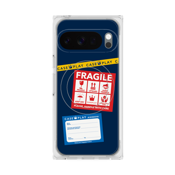 Premium Square Case with Pixelsnap［ FRAGILE Stickers - Navy ］
