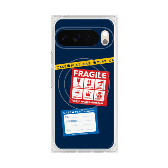 Premium Square Case with Pixelsnap［ FRAGILE Stickers - Navy ］