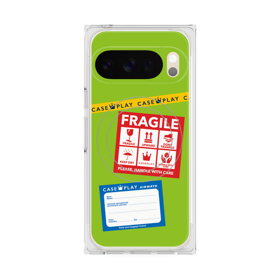 Premium Square Case with Pixelsnap［ FRAGILE Stickers - Green ］