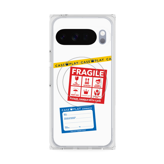 Premium Square Case with Pixelsnap［ FRAGILE Stickers - White ］