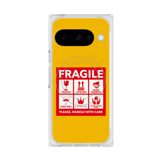 Premium Square Case with Pixelsnap［ FRAGILE Sticker - Yellow ］