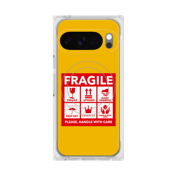 Premium Square Case with Pixelsnap［ FRAGILE Sticker - Yellow ］
