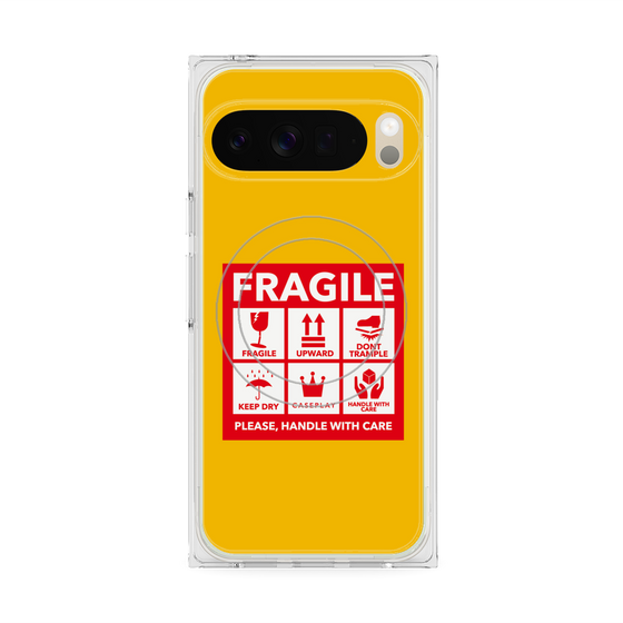 Premium Square Case with Pixelsnap［ FRAGILE Sticker - Yellow ］