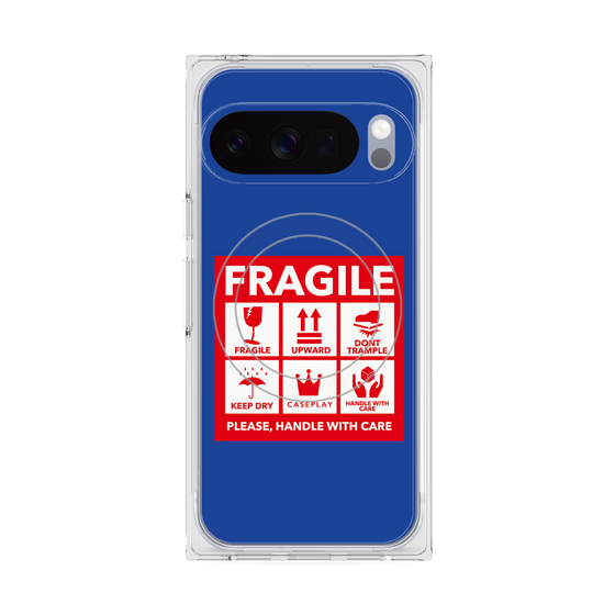Premium Square Case with Pixelsnap［ FRAGILE Sticker - Blue ］
