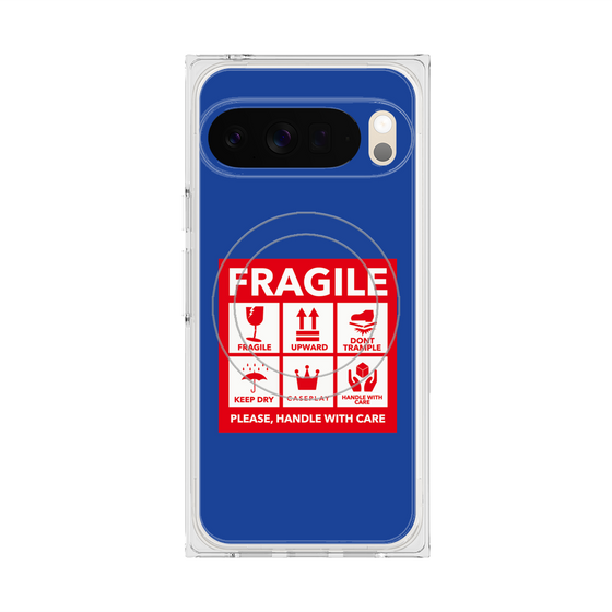 Premium Square Case with Pixelsnap［ FRAGILE Sticker - Blue ］