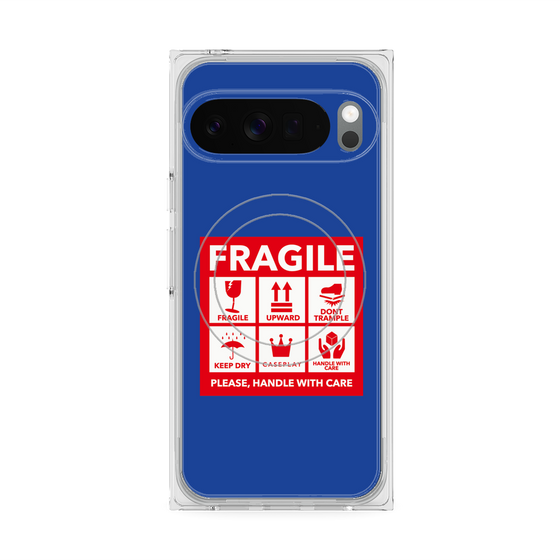 Premium Square Case with Pixelsnap［ FRAGILE Sticker - Blue ］