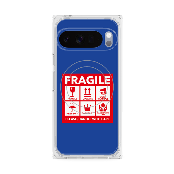 Premium Square Case with Pixelsnap［ FRAGILE Sticker - Blue ］