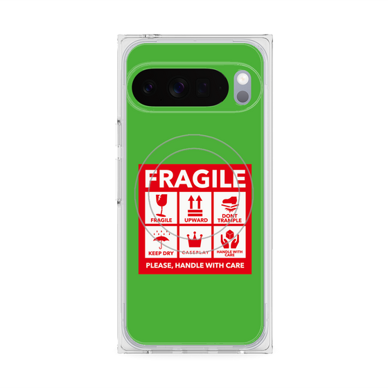 Premium Square Case with Pixelsnap［ FRAGILE Sticker - Green ］