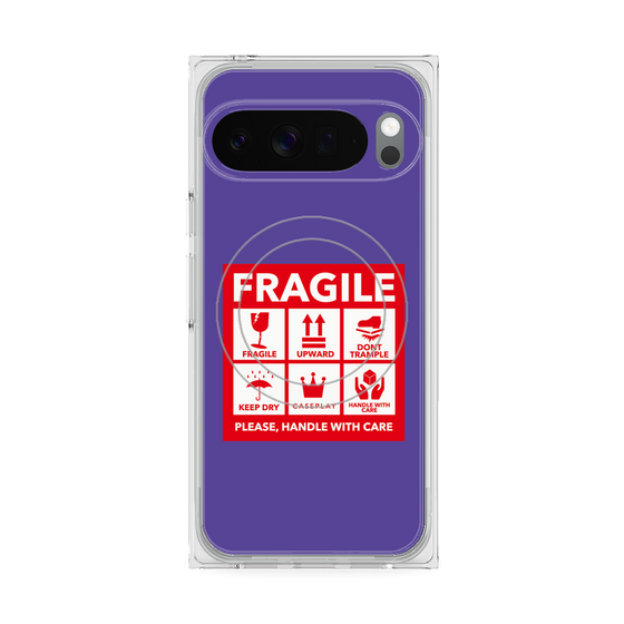 Premium Square Case with Pixelsnap［ FRAGILE Sticker - Purple ］
