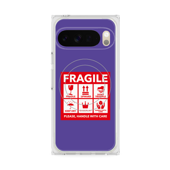 Premium Square Case with Pixelsnap［ FRAGILE Sticker - Purple ］