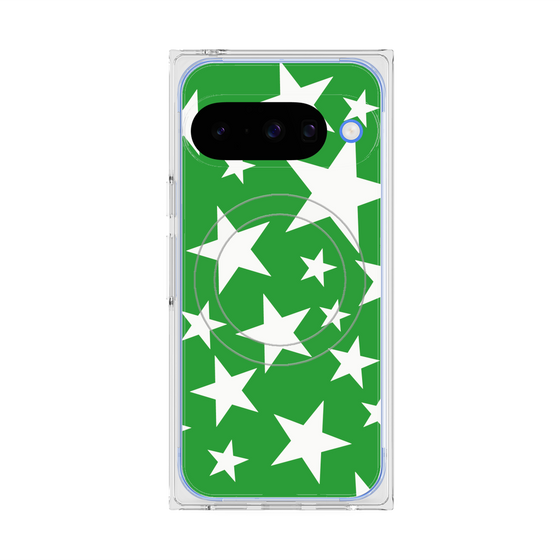Premium Square Case with Pixelsnap［ Stars - Green ］