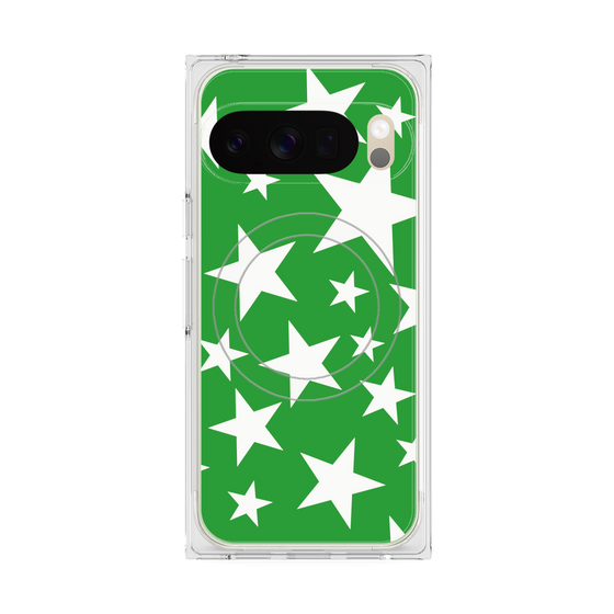 Premium Square Case with Pixelsnap［ Stars - Green ］