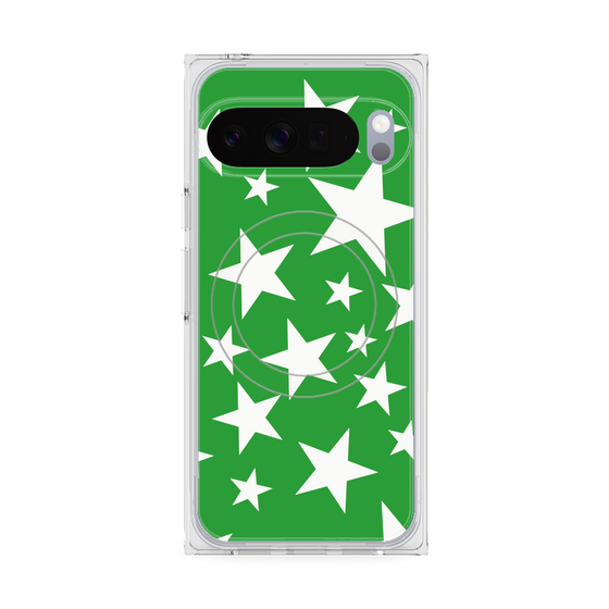 Premium Square Case with Pixelsnap［ Stars - Green ］