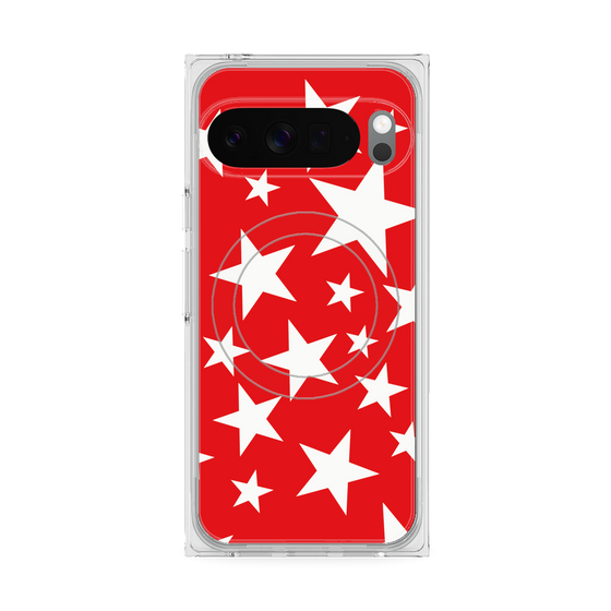Premium Square Case with Pixelsnap［ Stars - Red ］