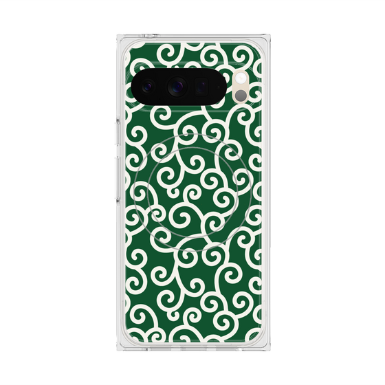 Premium Square Case with Pixelsnap［ Karakusa Pattern - Green ］