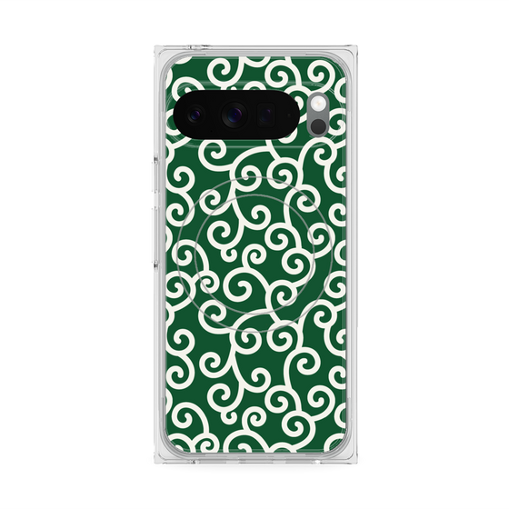 Premium Square Case with Pixelsnap［ Karakusa Pattern - Green ］