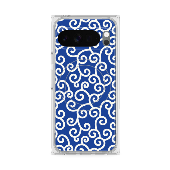 Premium Square Case with Pixelsnap［ Karakusa Pattern - Blue ］