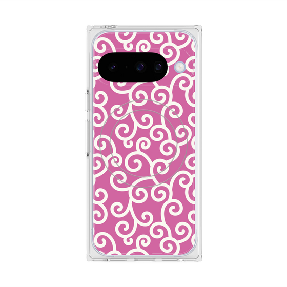 Premium Square Case with Pixelsnap［ Karakusa Pattern - Pink ］